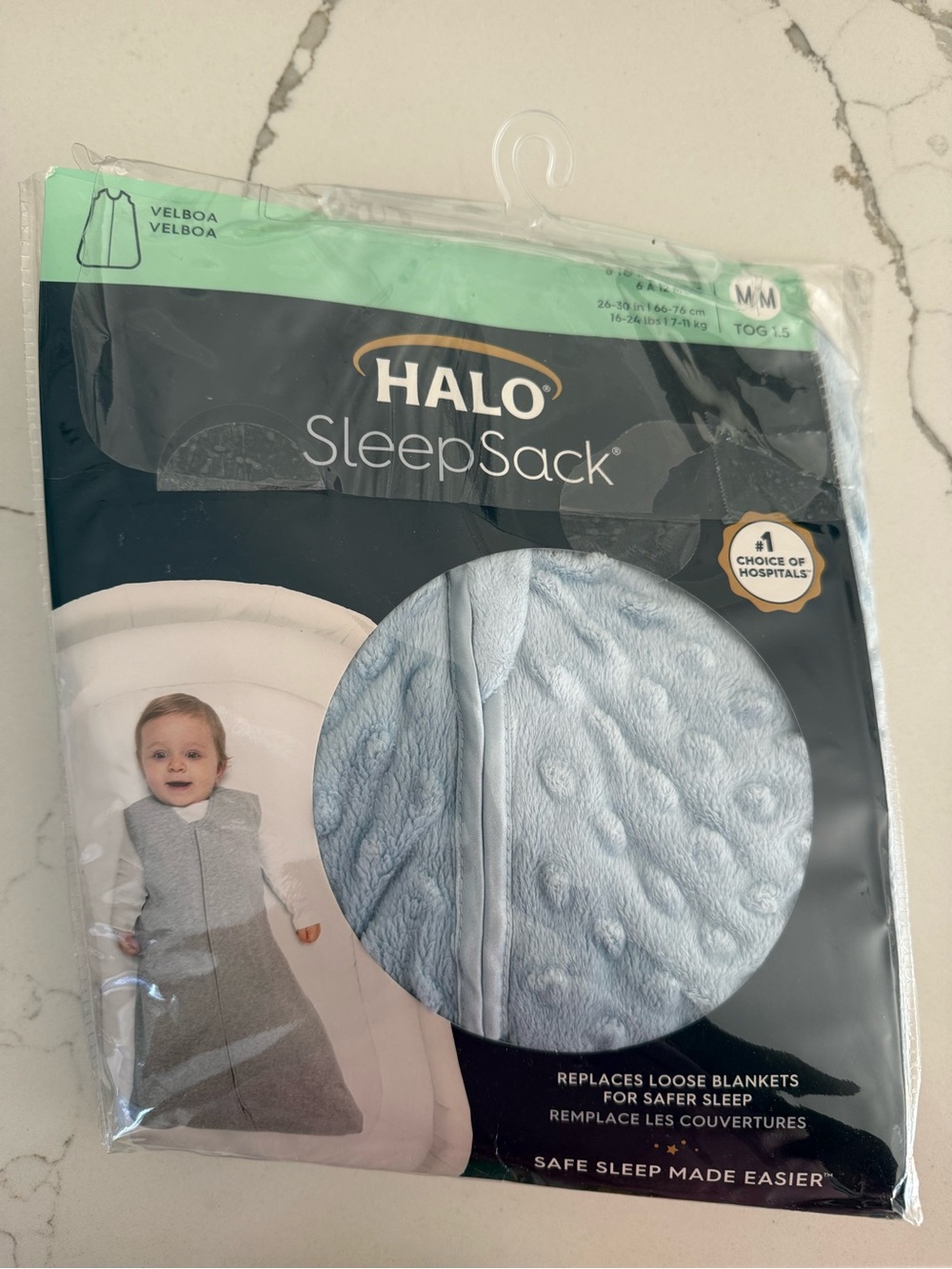 Halo Baby Sleep Sack Blue Plushy Dots Wearable Blanket 6-12 Months Perfect Cond